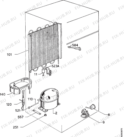 Взрыв-схема холодильника Privileg 006258 8 - Схема узла Cooling system 017