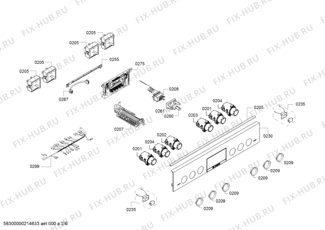 Взрыв-схема плиты (духовки) Siemens HK9S5A220 - Схема узла 02