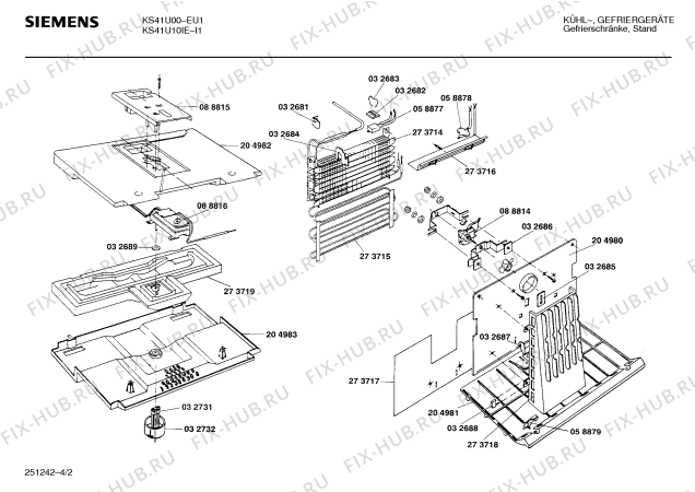 Взрыв-схема холодильника Siemens KS41U00 - Схема узла 02