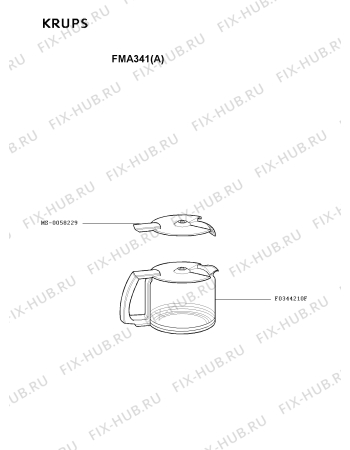 Взрыв-схема кофеварки (кофемашины) Krups FMA341(A) - Схема узла 8P002391.2P2