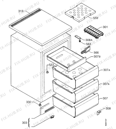 Взрыв-схема холодильника Aeg A1153-4GS - Схема узла Tub