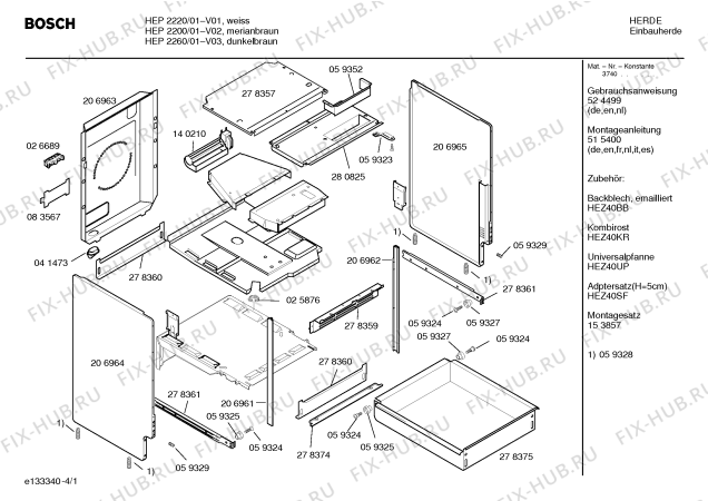 Схема №1 HEP1160 с изображением Крышка для плиты (духовки) Bosch 00280825