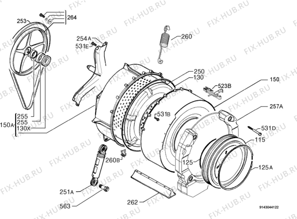 Взрыв-схема стиральной машины Arthurmartinelux AWF16170W - Схема узла Functional parts 267