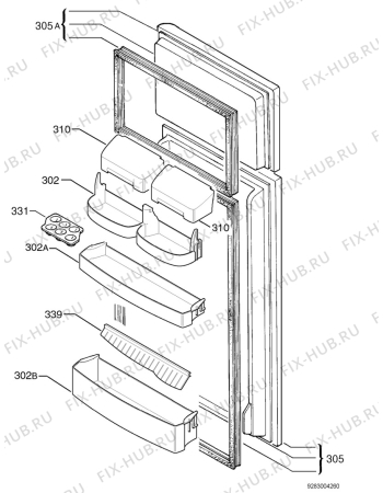 Взрыв-схема холодильника Zanussi FD7021S/2 - Схема узла Door 003