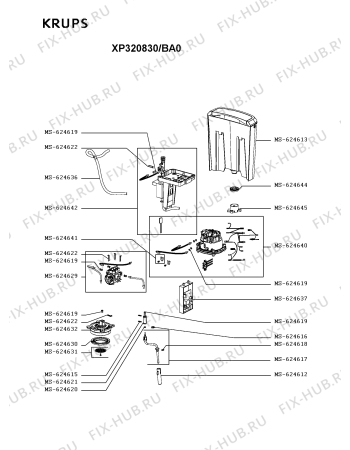 Схема №1 XP320830/BA0 с изображением Кабель для электрокофеварки Krups MS-624638