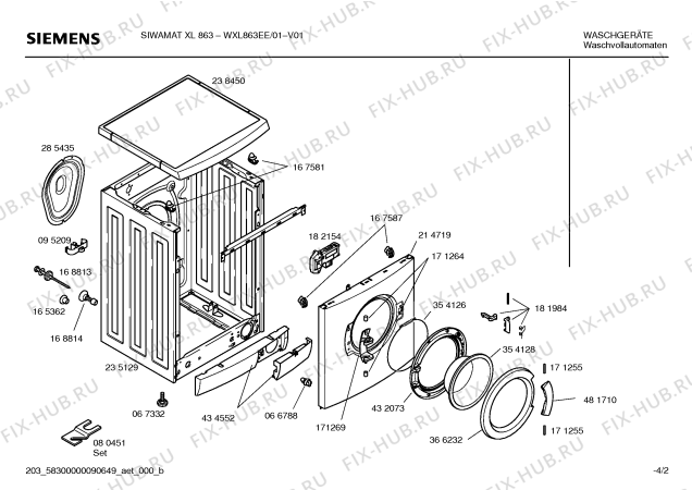 Взрыв-схема стиральной машины Siemens WXL863EE Siwamat XL863 - Схема узла 02