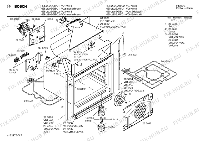 Взрыв-схема плиты (духовки) Bosch HBN225BAU - Схема узла 02