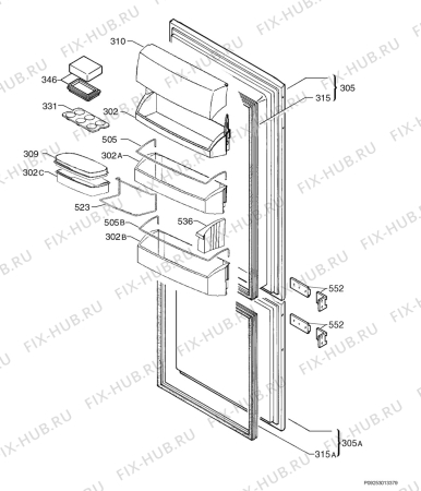 Взрыв-схема холодильника Aeg SN81840-4I - Схема узла Door 003