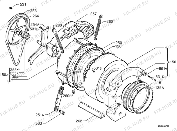 Взрыв-схема стиральной машины Arthurmartinelux AW2148F - Схема узла Functional parts 267
