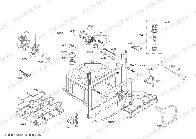 Взрыв-схема плиты (духовки) Bosch HBA64B150D Bosch - Схема узла 03