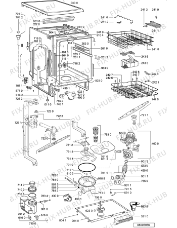 Взрыв-схема посудомоечной машины Whirlpool ADP 5446 WH - Схема узла