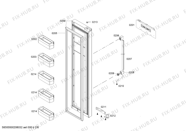 Взрыв-схема холодильника Bosch KAN92VI30A - Схема узла 02