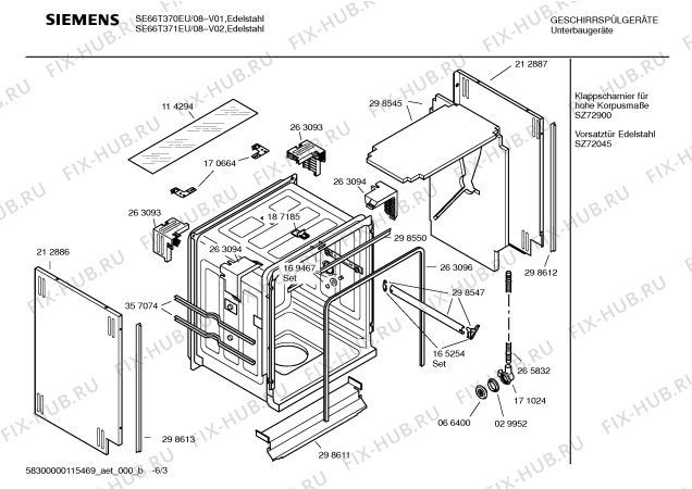 Схема №2 SE66T371EU с изображением Рамка для посудомоечной машины Siemens 00439904
