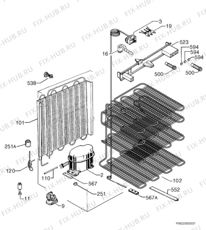 Взрыв-схема холодильника Electrolux EU6430C - Схема узла Cooling system 017