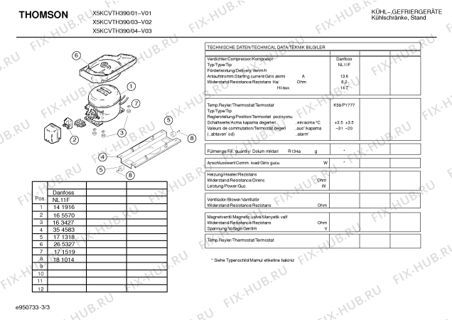 Взрыв-схема холодильника Thomson X5KCVTH390 - Схема узла 03