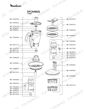 Взрыв-схема кухонного комбайна Moulinex DFC64M(5) - Схема узла 0P003362.4P2