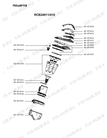 Взрыв-схема пылесоса Rowenta RO824911/410 - Схема узла RP005748.3P3