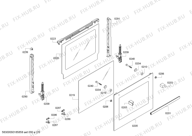 Взрыв-схема плиты (духовки) Bosch HBA43S150E H.BO.NP.L2D.IN.GLASS.B1c.X.E0_C/// - Схема узла 02