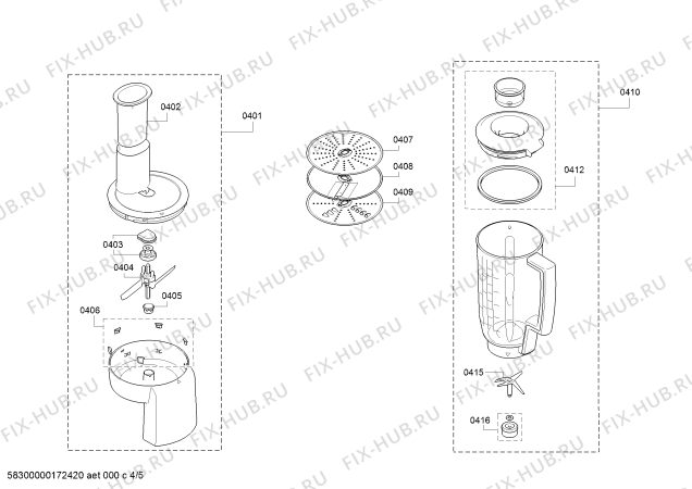 Взрыв-схема кухонного комбайна Bosch MUM52133 - Схема узла 04