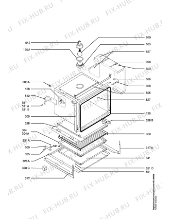 Взрыв-схема плиты (духовки) Aeg E33002-M1 - Схема узла Oven