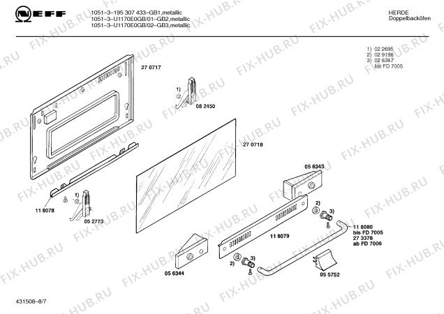 Схема №1 195306938 GB-1051.31LPCSGA с изображением Планка для плиты (духовки) Bosch 00118078
