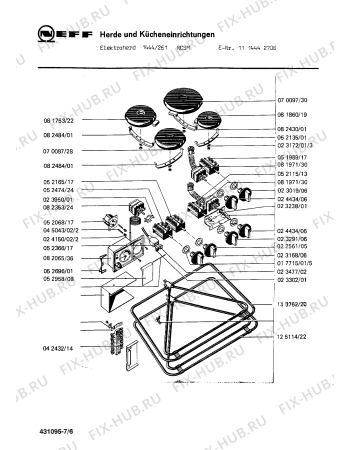 Взрыв-схема плиты (духовки) Neff 1114442706 1444/261NCSM - Схема узла 06