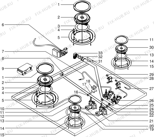 Взрыв-схема плиты (духовки) SCHOLTES TLG690IXBE (F013210) - Схема узла