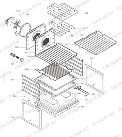 Взрыв-схема плиты (духовки) Gorenje B59MN2 (900000806, B59) - Схема узла 02