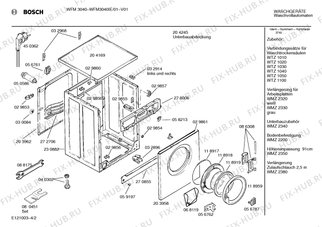 Взрыв-схема стиральной машины Bosch WFM3040IE WFM3040 - Схема узла 02