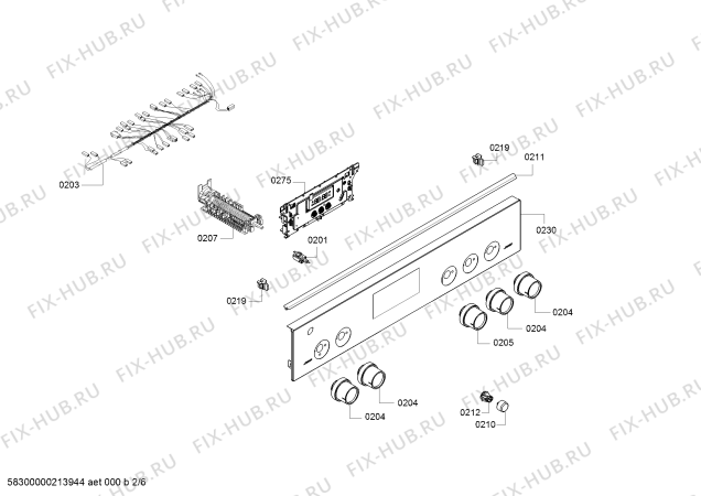 Взрыв-схема плиты (духовки) Bosch HGQ320I50M - Схема узла 02