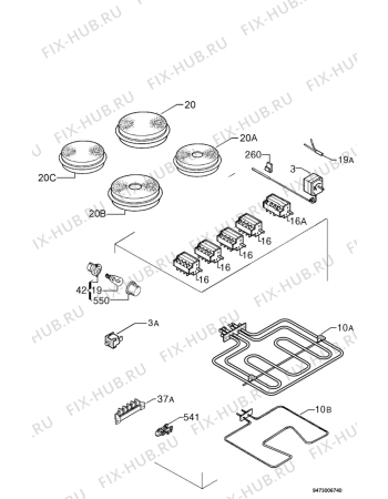 Взрыв-схема плиты (духовки) Electrolux EKE6710W - Схема узла Electrical equipment 268