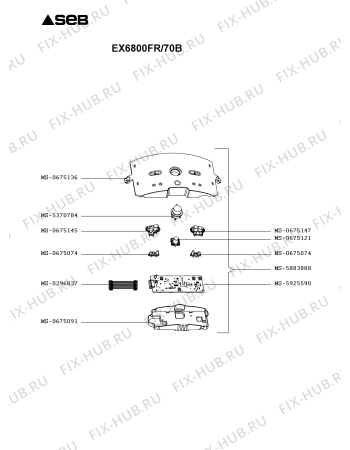 Взрыв-схема кофеварки (кофемашины) Seb EX6800FR/70B - Схема узла 7P003406.3P3