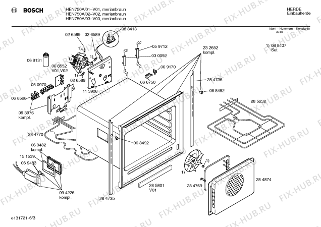 Схема №1 HEN750A с изображением Переключатель для электропечи Bosch 00069155