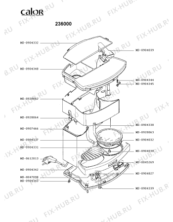 Взрыв-схема кофеварки (кофемашины) Calor 236000 - Схема узла 1P002520.1P2