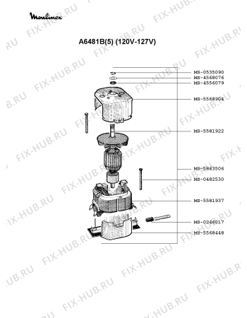 Взрыв-схема кухонного комбайна Moulinex A6481B(5) - Схема узла GP001214.8P3