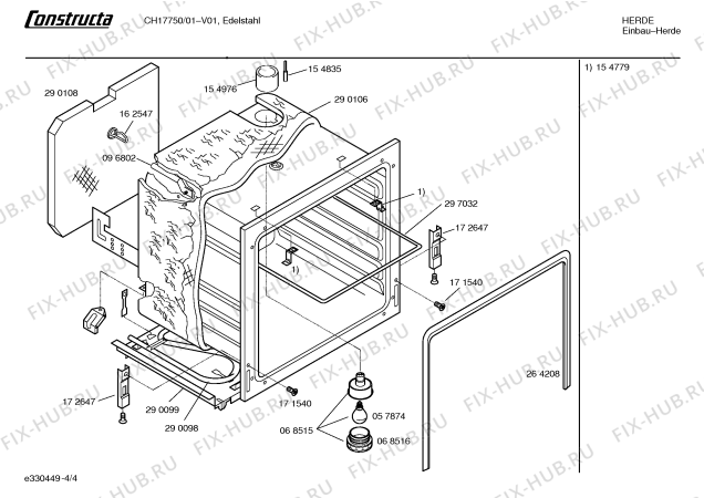 Взрыв-схема плиты (духовки) Constructa CH17750 - Схема узла 04