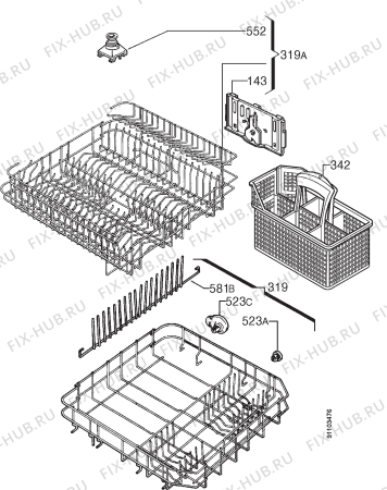 Взрыв-схема посудомоечной машины Aeg F5050VI - Схема узла Basket 160