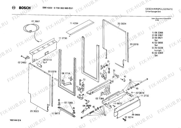 Взрыв-схема посудомоечной машины Bosch 0730302660 SMI4322 - Схема узла 04