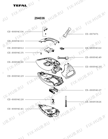 Взрыв-схема утюга (парогенератора) Tefal 294036 - Схема узла KP001283.6P2