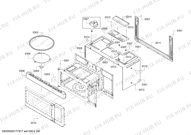 Взрыв-схема микроволновой печи Bosch HMV3052U Bosch - Схема узла 03