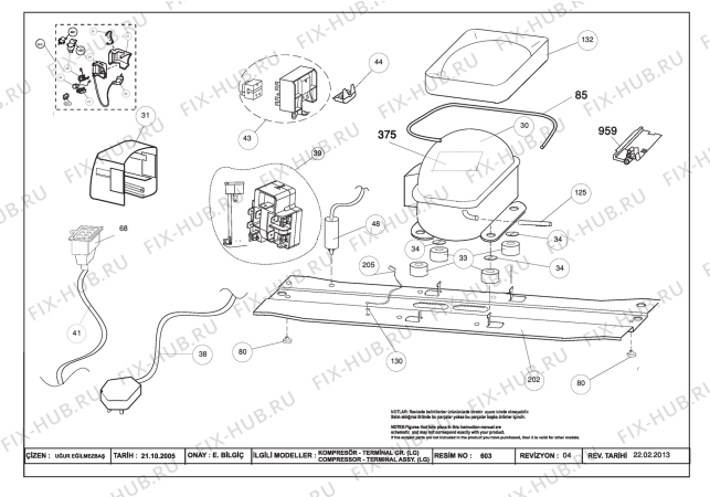 Взрыв-схема холодильника Beko TSE1240 (7210548714) - COMPRESSOR ASSY. (LG COMPRESSOR)