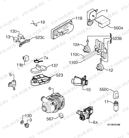 Взрыв-схема посудомоечной машины Privileg 410338_10592 - Схема узла Electrical equipment 268