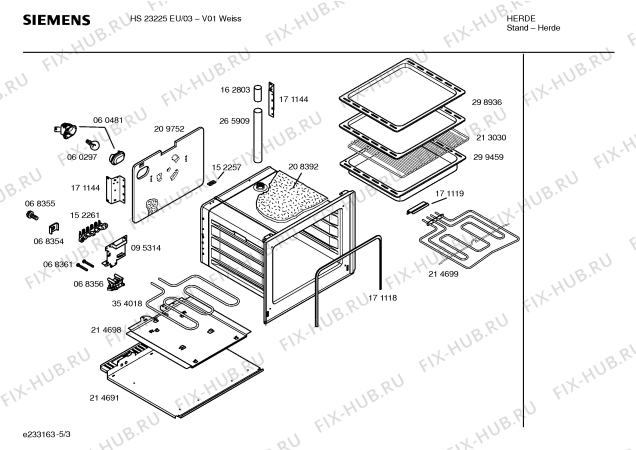 Схема №1 HS23225EU с изображением Инструкция по эксплуатации для духового шкафа Siemens 00523232