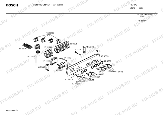 Взрыв-схема плиты (духовки) Bosch HSN882GNN - Схема узла 05