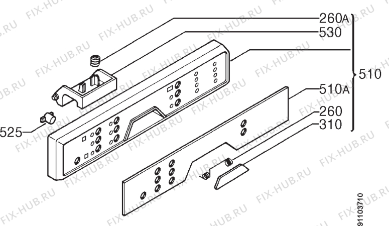 Взрыв-схема посудомоечной машины Aeg F6480I - Схема узла Command panel 037