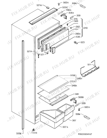 Взрыв-схема холодильника Electrolux ERG1401FOW - Схема узла Housing 001