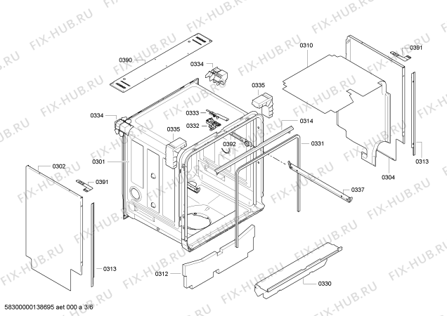 Взрыв-схема посудомоечной машины Bosch SMV53M00GB - Схема узла 03