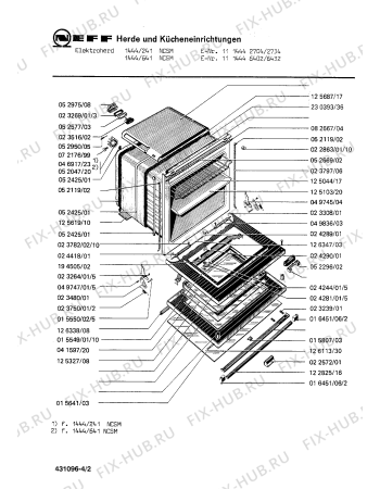 Взрыв-схема плиты (духовки) Neff 1114446402 1444/641NCSM - Схема узла 02