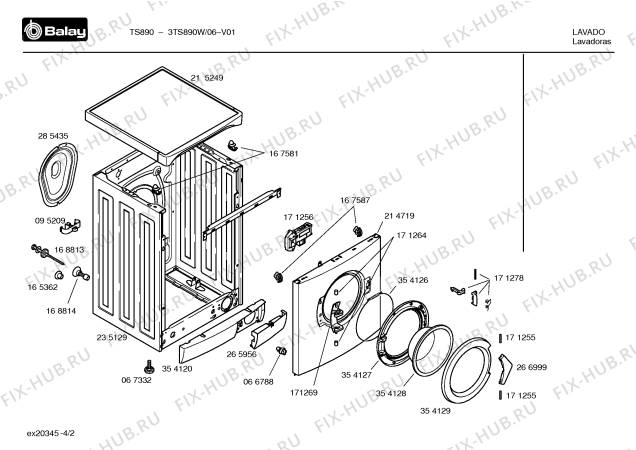 Схема №2 3TS890W TS890 с изображением Инструкция по установке и эксплуатации для стиральной машины Bosch 00527940