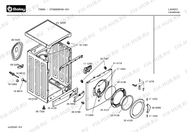 Взрыв-схема стиральной машины Balay 3TS890W TS890 - Схема узла 02